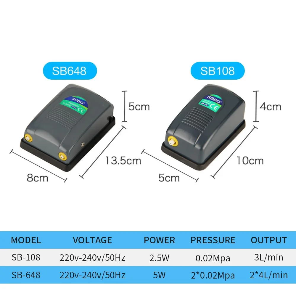 SOBO SB-108/SB-648 Aeration Pump Aquarium Silent Oxygen Pump Aquarium Oxygenation Pump