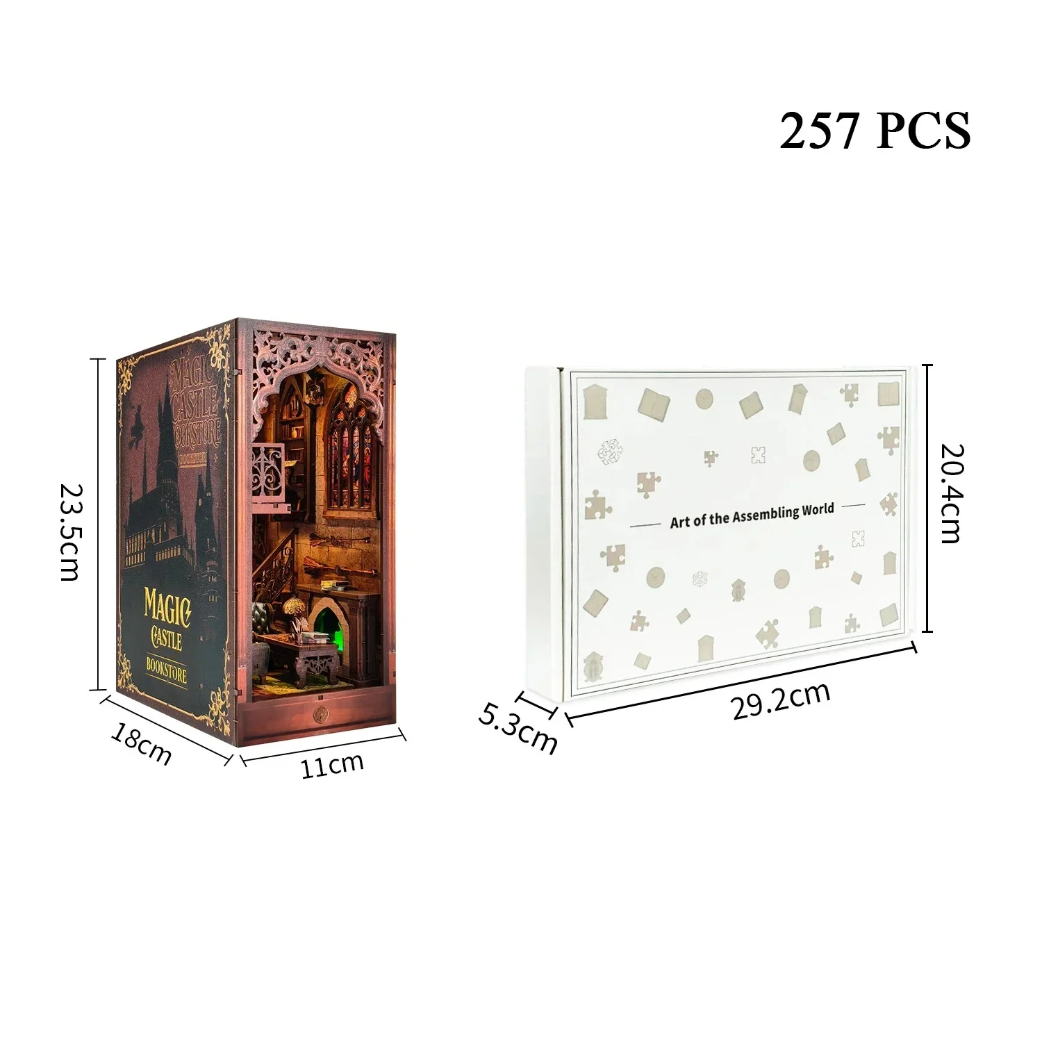 DIY Wooden Book Nook Hogwarts Library Cottage Miniature Dollhouse 3D Puzzle Assembly Model Kits for Adults Birthday Gifts view 6