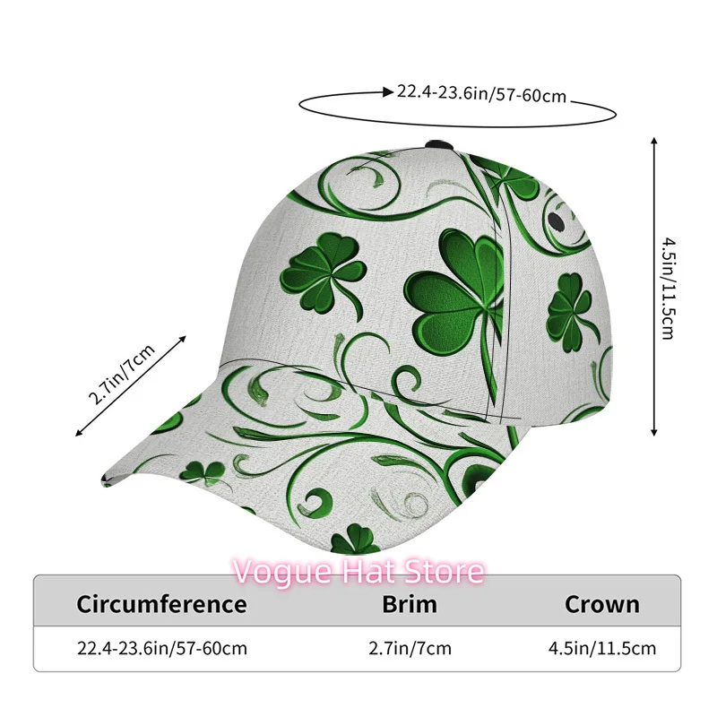 1pc St. Patrick's Day Clover Design Print Classic Baseball Cap - Lightweight Adjustable Duckbill Hat, Perfect for Casual Wear, I