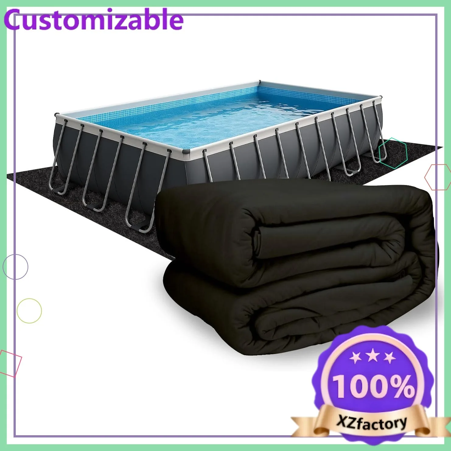 Factory Direct 2026 Above Ground Pool Liner Pad 20x40 ft Rectangle | Durable Puncture Resistant Mat | Easy Install Eco-Friendly