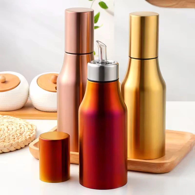 

304 Stainless Steel Oil Pot Dust-Proof Oil Can Durable Olive Oil Dispenser Kitchen Soy Sauce Bottles Oil Vinegar Organizer