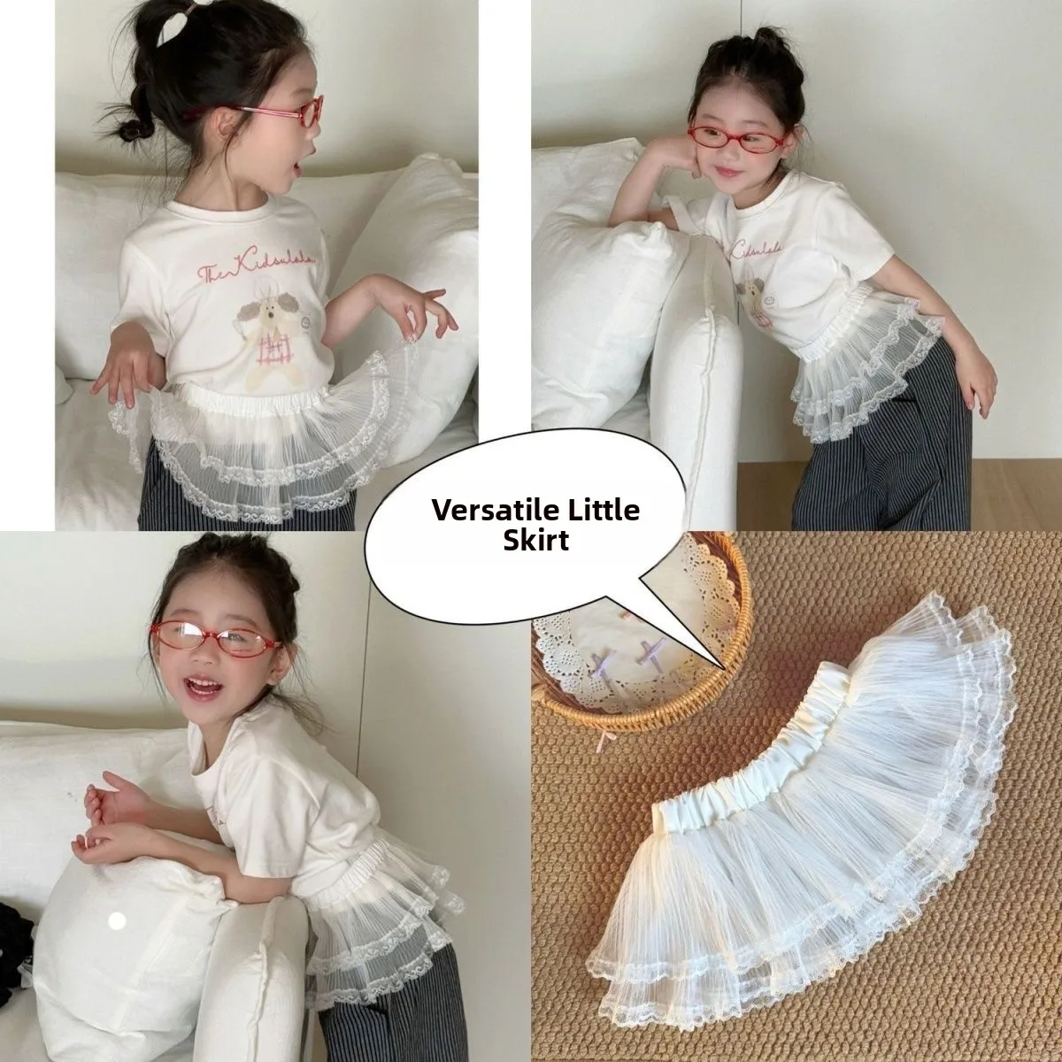Girls Ballet Skirt with Embroidery Decorative Curtain Four Seasons New Style Korean Version Baby Short Skirt Layered Wear