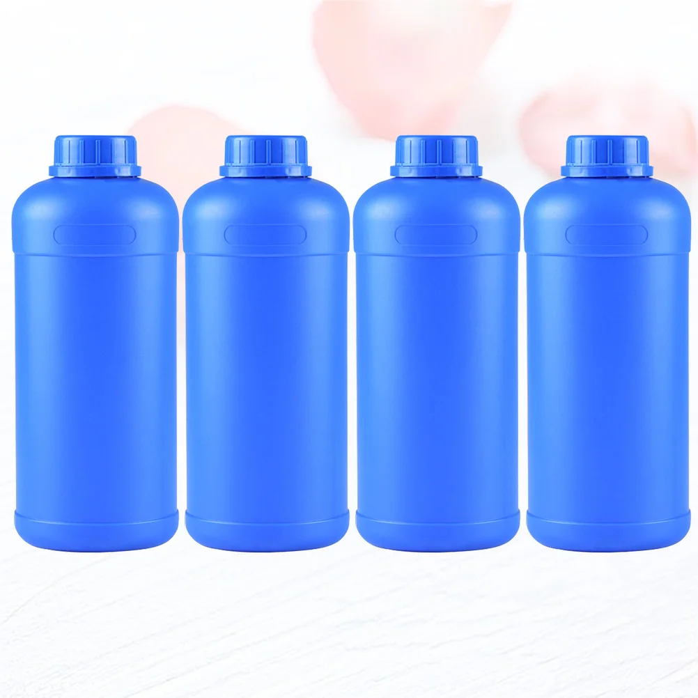 4pcs 1L Widemouthed Chemical Bottles Plastic Container Sealed Sample Bottle (Blue) Sealed Chemical Bottle