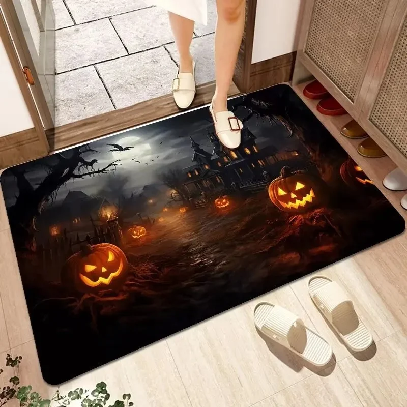 

Halloween Decoration Soft Flannel Anti-slip Entrance Door Mat Bathroom Mat Corridor Kitchen Protection Stain Resistant Carpet