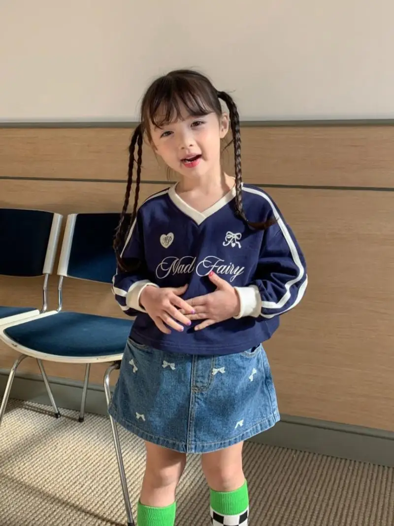 Korean Children Clothing New Half Skirt Summer Girls Embroidered Bow Washed Denim Stylish A-line Half Skirt-pants