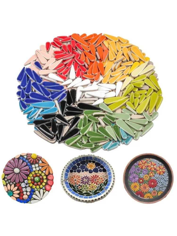 Carreaux de mosaïque en céramique irréguliers multicolores, 100g, bricolage, fabrication de pierres pour artisanat, décoration murale, pétale ovale