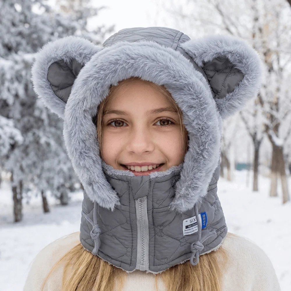 Warm Thick Winter Balaclava Hat Zipper Windproof Full Face Neck Warmer Unisex Design Faux Fur Trim Ear Protection Hat Winter