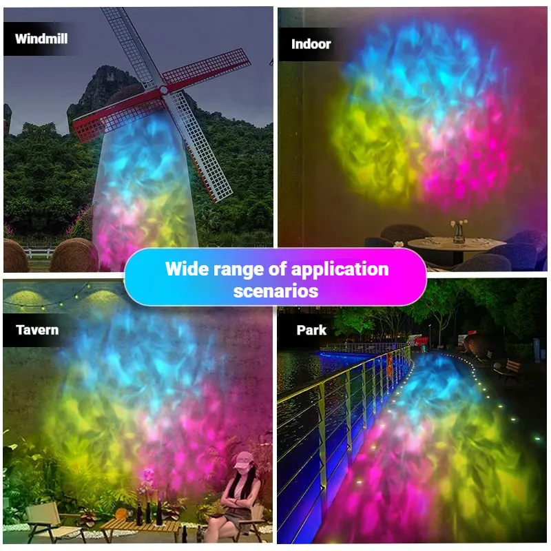 

Dynamic RGB Water Ripple Projector Light Nebula Cloud Flame Effect 24 Colors LED Lamp for Indoor Outdoor Party Home Ambiance Dec