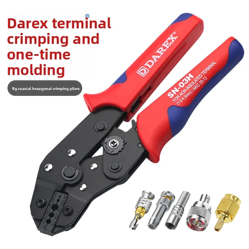 Darex Coaxial Cable Video Surveillance BNC SMA Hexagonal Terminal Crimping Pliers RF F Head Reliable Tool for Cable Termination