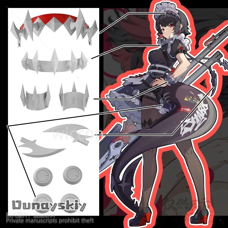 

Anime Game Zenless Zone Zero Cosplay Ellen Joe Costume 3D Polylactic Acid Headwear Props Bracelet Accessories Jirai Kei Girls