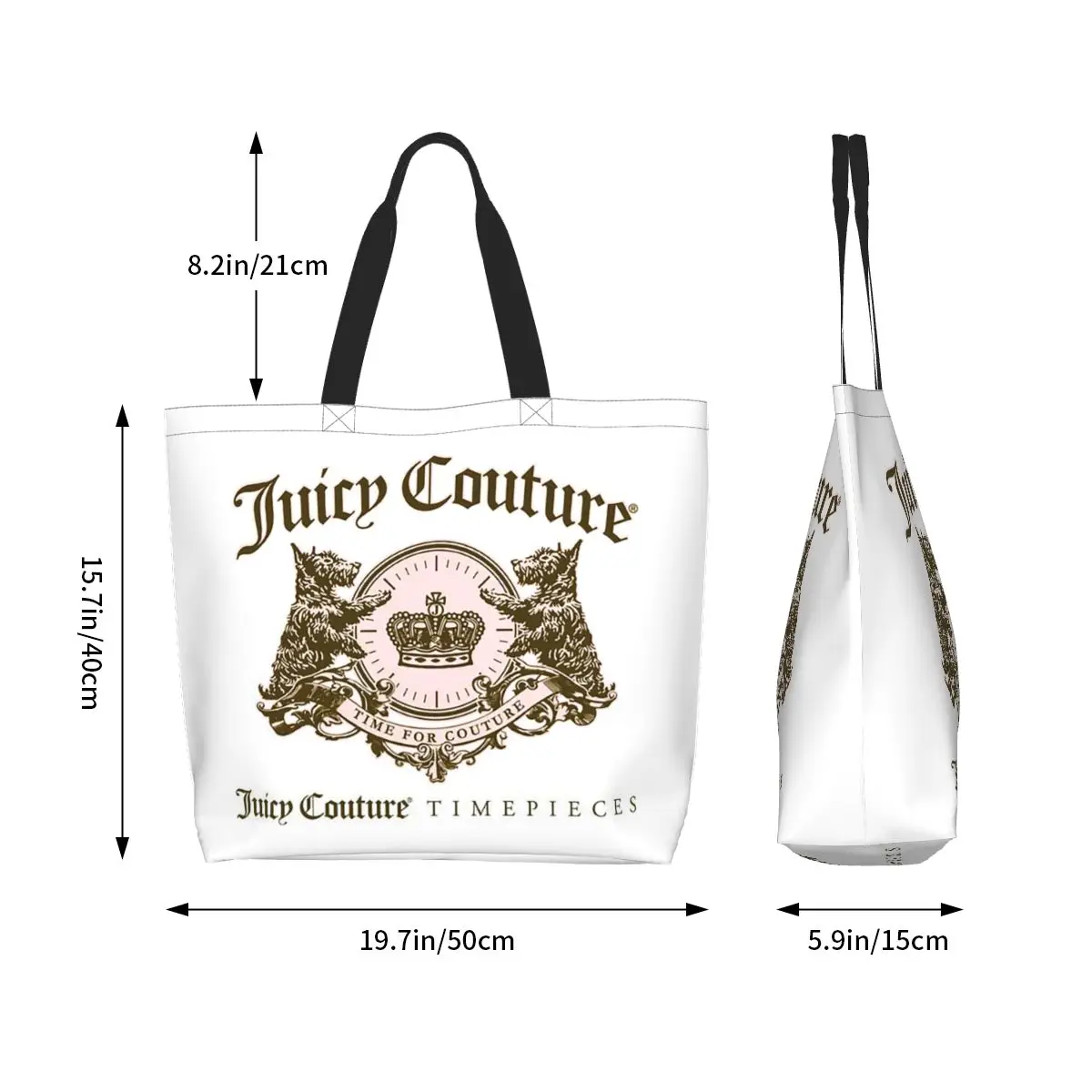 Juicy Couture Classic Shopping Tote Bag Canvas Large Capacity Shoulder Bags Shopper Grocery Handbag for Women