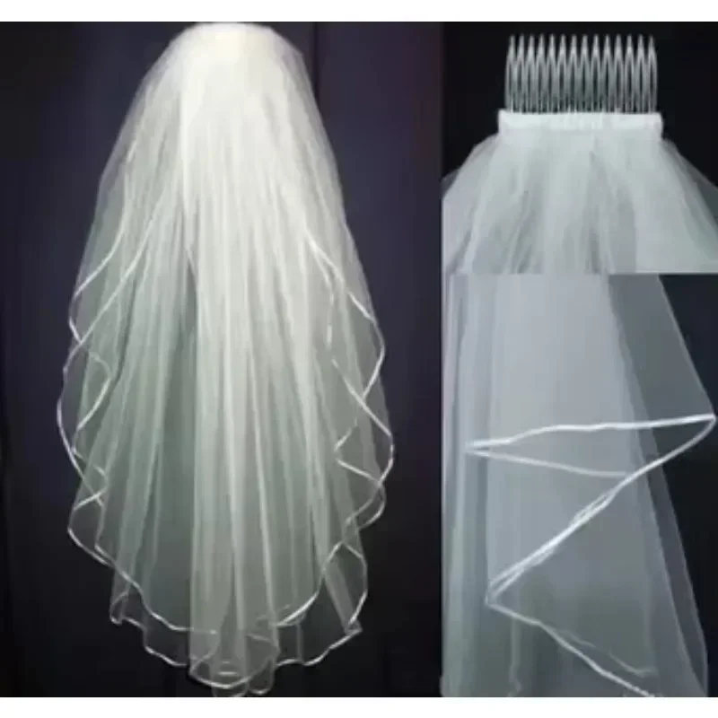 Fashion White Veil Short Tulle Bride Veils Handmade Wedding Party Accessories