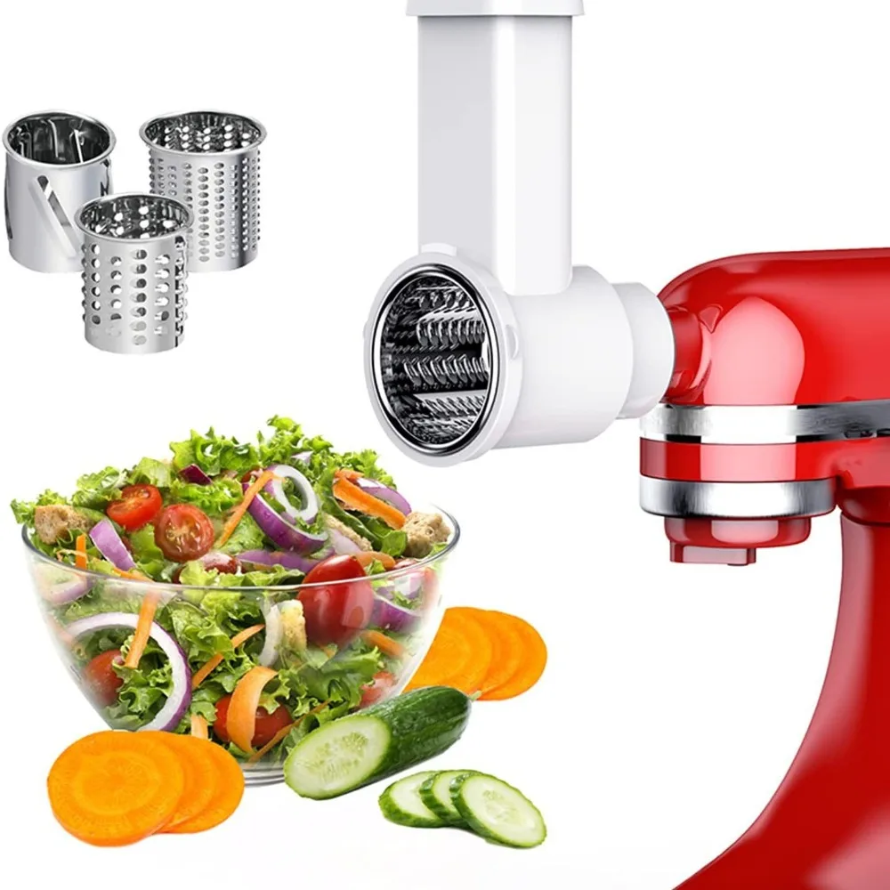 

Slicer Shredder Attachment Cheese Grater and Salad Machine with Vegetable Slicer Accessories for Kitchen aid Mixer with 3 Blades
