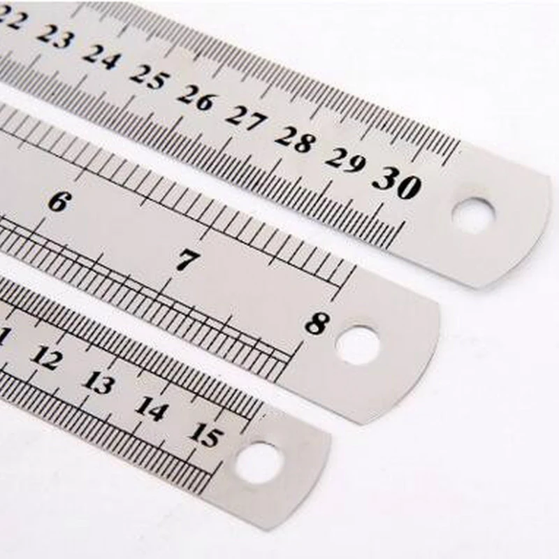 15 20 30cm Stainless Steel Straight Ruler Double Side Scale Measuring Ruler Tool for Teachers Students Stationery Sewing Fathers