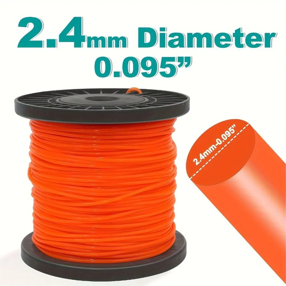 2.4mm Nylon Trimmer Line Round Line High Tensile Grass Trimmer Cord 100M Wear Resistant Mower Head Accessory For Brush Cutter