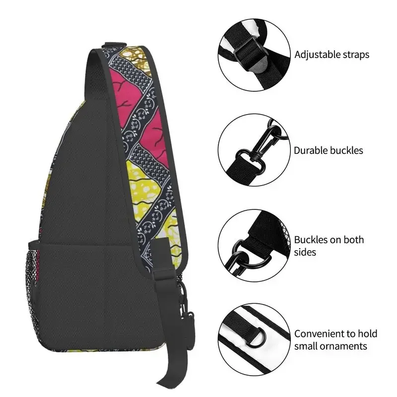 Stylish And Unique African Ankara Print Sling Bags for Traveling Men Africa Ethnic Art Crossbody Chest Backpack Shoulder Daypack