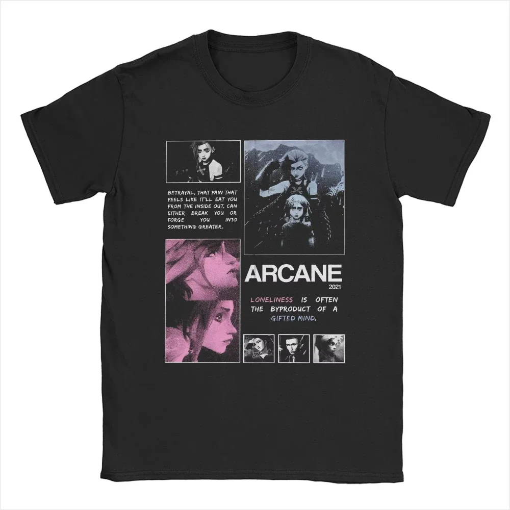 2025 Men Arcane Season 2 Jinx Vi T Shirt Anime Game Tshirt Cotton Merchandise Crazy Short Sleeve Tees Men Women T-Shirt