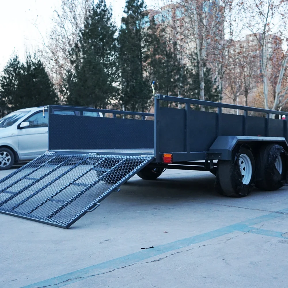 Trailer with Ramp for Tractor 2 Axle Agricultural Trailer Farm Dump Utility