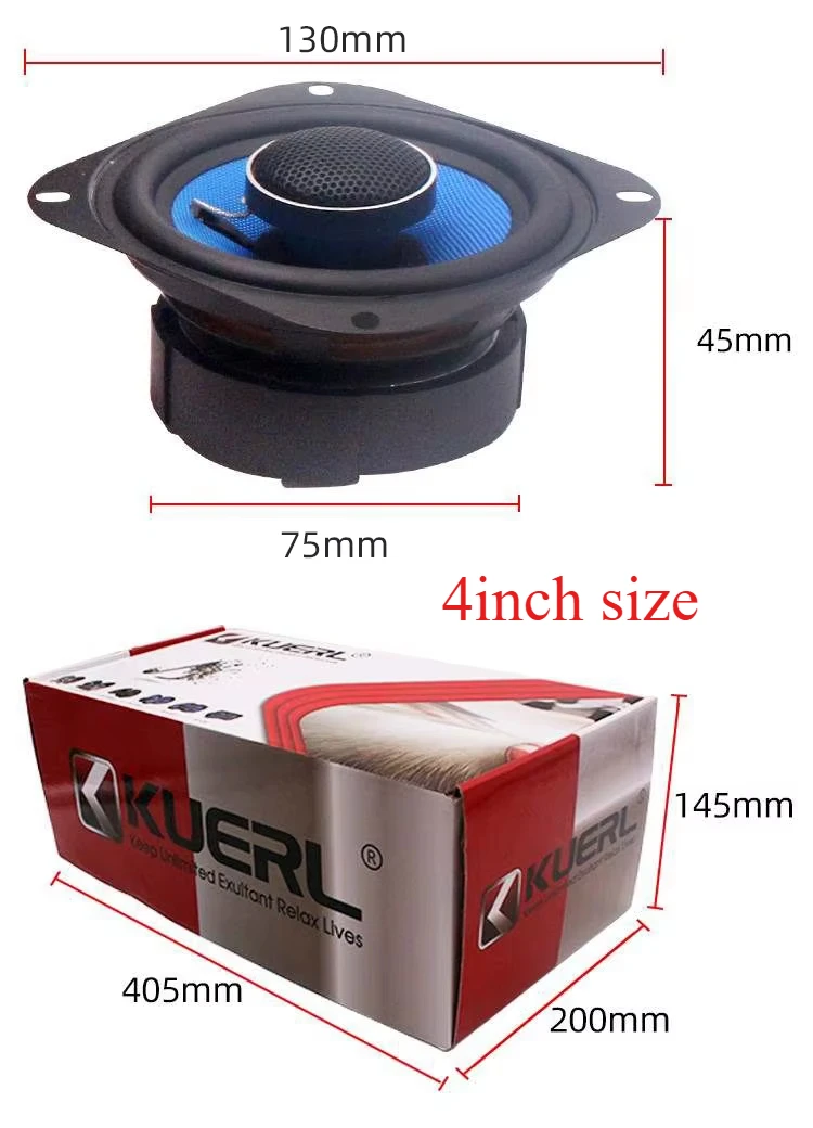 RMS 60W@5Inch/50W@4inch High Quality Car Coaxial Stereo Speaker Best 4OHM 88DB High and midrange Car Audio Speaker with Tweeter