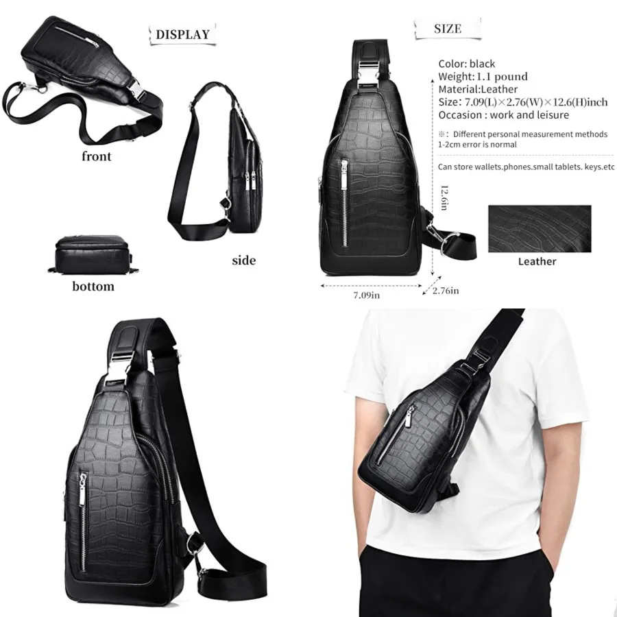

FSD.WG sling Backpack for Men Chest Bag Crossbody Shoulder Bags Travel Bag Purse for Men with Water Resistant