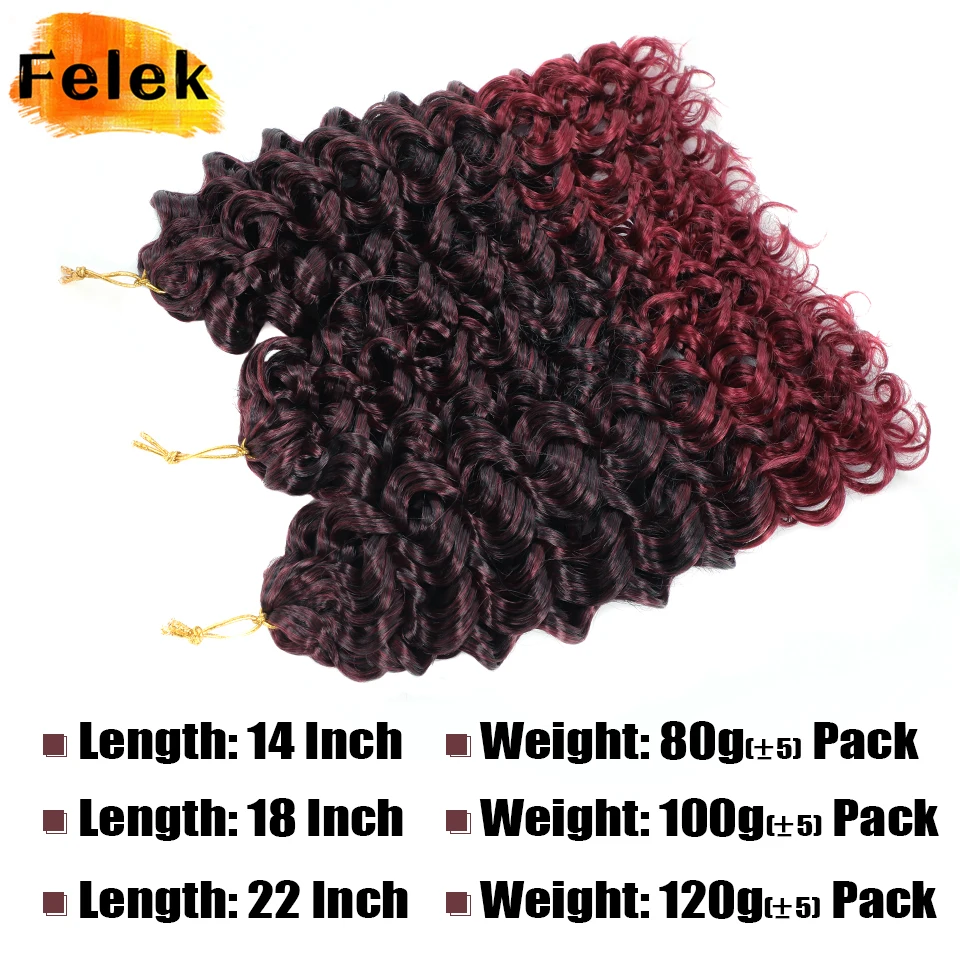 Rambut sambungan untuk wanita, GoGo Curl Crochet rambut sintetis 14 inci gelombang air Crochet kepang pendek Curly Deep memutar rambut Ekstensi UNTUK WANITA HITAM