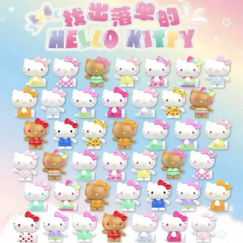 Sanrio Hello Kitty Summer Rainbow Candy Series, bolsa sorpresa, caja sorpresa, mini figura bonita, decoración de escritorio, regalo coleccionable para mujeres