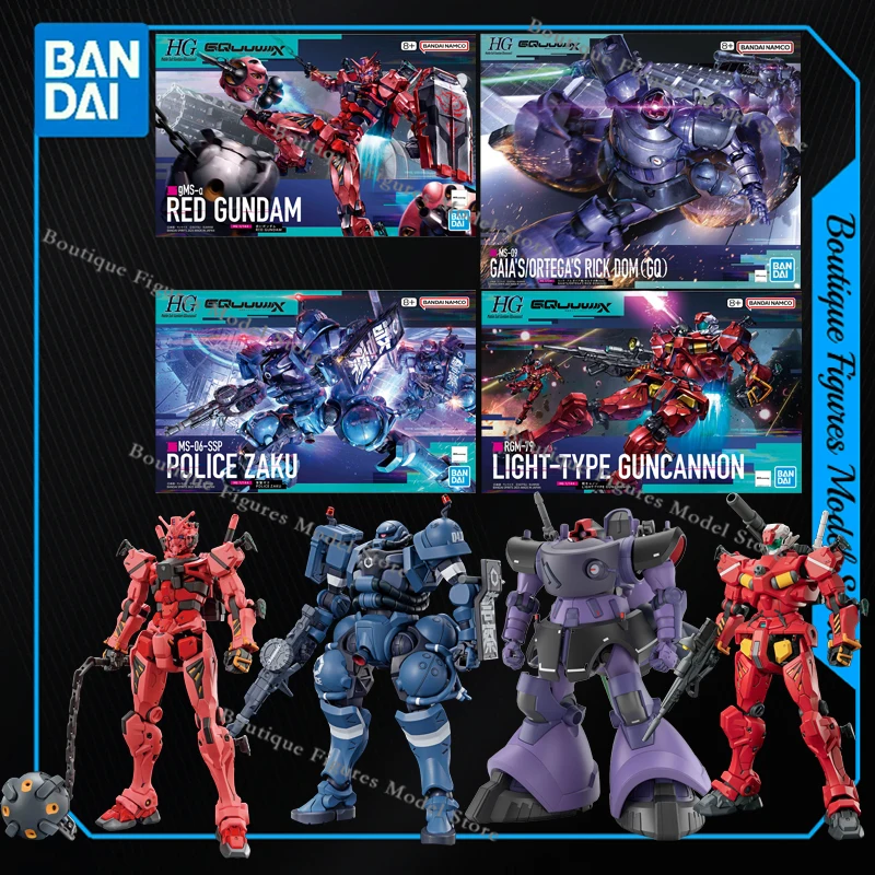 

Bandai Original Gundam GQUUUUUUX RED POLICE ZAKU LIGHT-TYPE RICK DOM MS-09 Фигурки аниме Коллекция моделей Подарочные детские игрушки