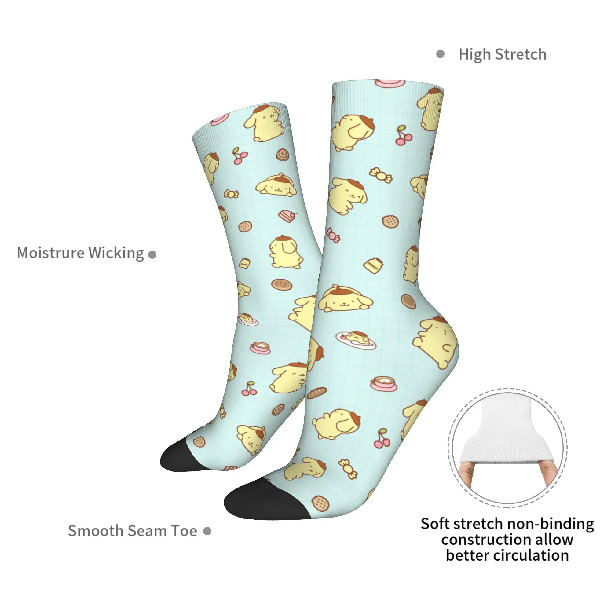 Cartoon Kawaii Pompompurin Socks Men's Women's Socks Harajuku Spring Summer Autumn Winter Middle Tube Socks Gift