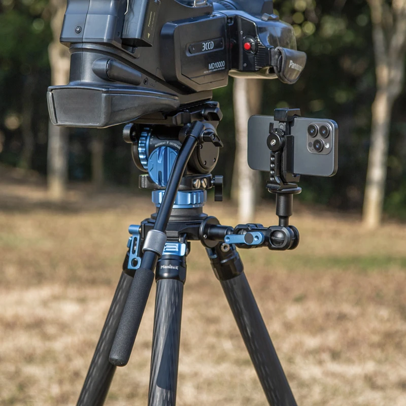 Professionelles Kamerastativ-Set aus Kohlefaser mit dynamischem Fluidkopf