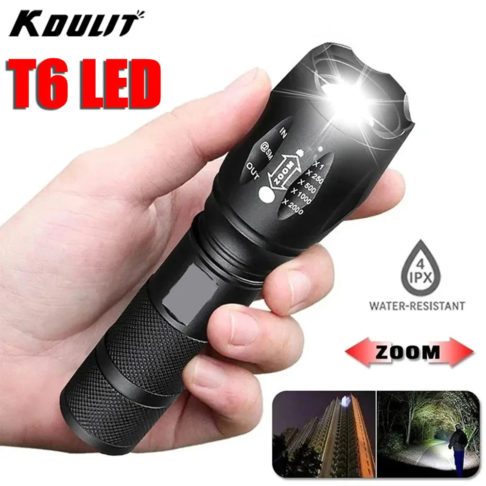 

T6 Strong Light Flashlight LED Aluminum Alloy Telescopic Zoom Battery Version Charging Outdoor Searchlight Remote Flashlight