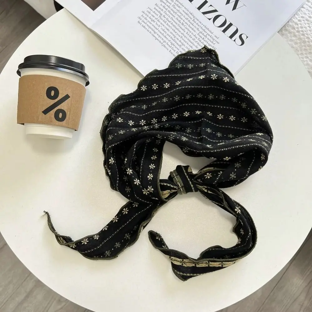 أنيقة الحلو زهرة الثلج الأوشحة شريط طباعة الكورية نمط عصابات شال عقال الرقبة التفاف لينة مثلث الحجاب وشاح الفتيات