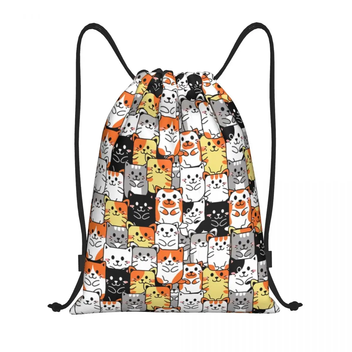 

Custom Cute Kitten Cat Pattern Drawstring Backpack Sports Gym Bag for Men Women Cartoon Animals Training Sackpack