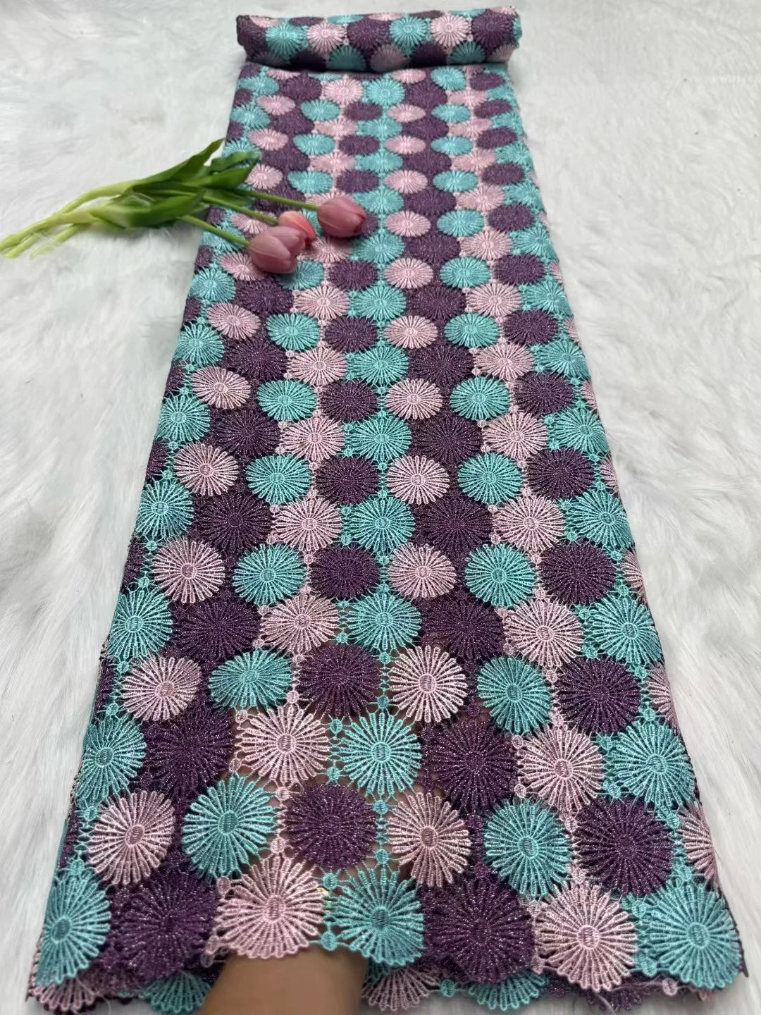 

Африканский гипюр с отверстиями, кружевная ткань, вышивка, нигерийское водорастворимое кружево, 5 ярдов, шнуровое кружево для свадебных платьев