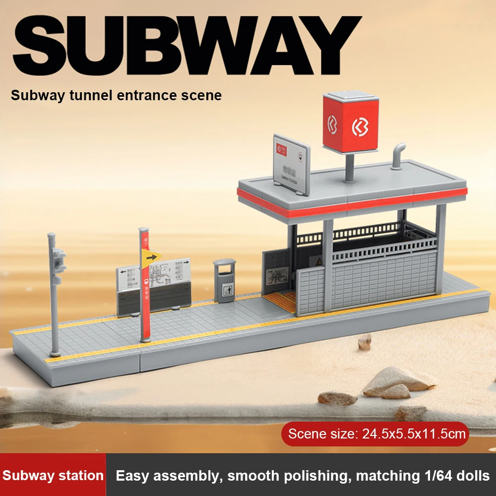 DIY Subway Station Model Kit 1:64 Railway Platform Train Station Scene Display Create Subway Exit Model Scene Building Tools