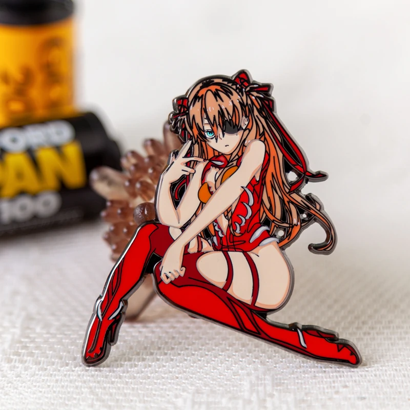 

Evangelion Asuka Langley Soryu Anime Lapel Pins Backpack Jeans Enamel Brooch Women Fashion Jewelry Gifts EVA Cartoon Badges