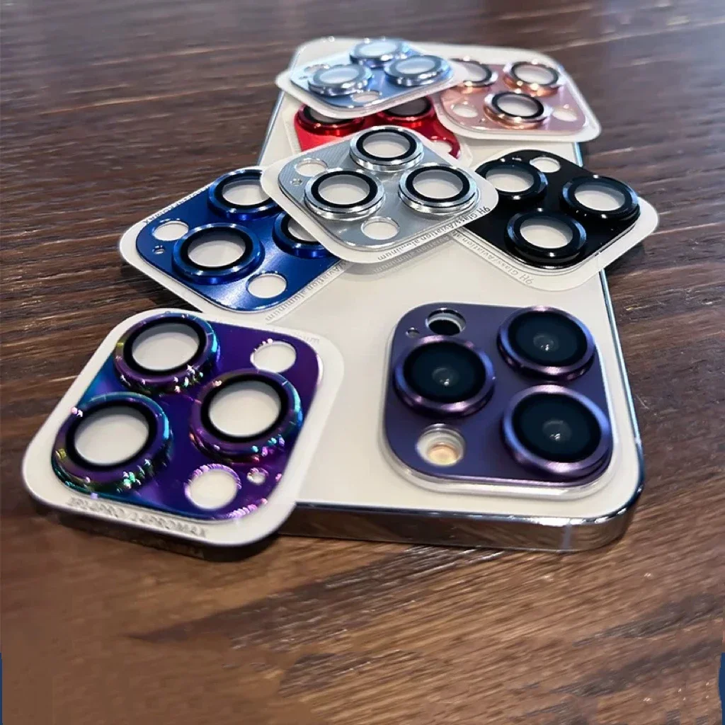 iPhone 16 17 Pro Max Plus カメラレンズプロテクター 強化ガラス メタルレンズリングキャップ iPhone 13 Mini Pro Max ケース用