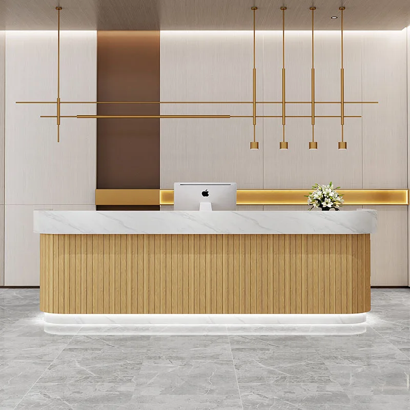 Arc-shaped Service Checkout Counters Simple Modern Company Front Desk Checkout Counter Company Beauty Salon Furniture JT40C
