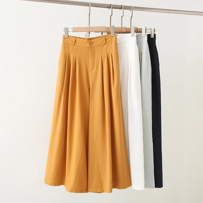 Summer 2025 High Waist Wide Leg Pants Draped One Button Design Simple Personality Loose Skirt Pants for Petite Women