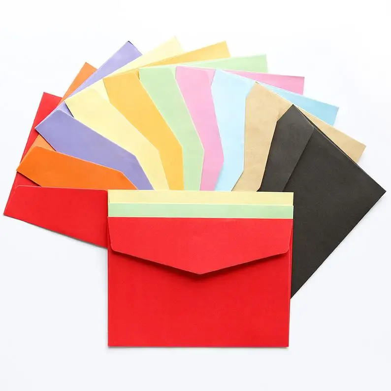 1000pcs Solid Color Kraft Paper Greeting Card Postcard Thank-you Notes Envelope Simple Wedding Invitation Gift Envelopes ni114