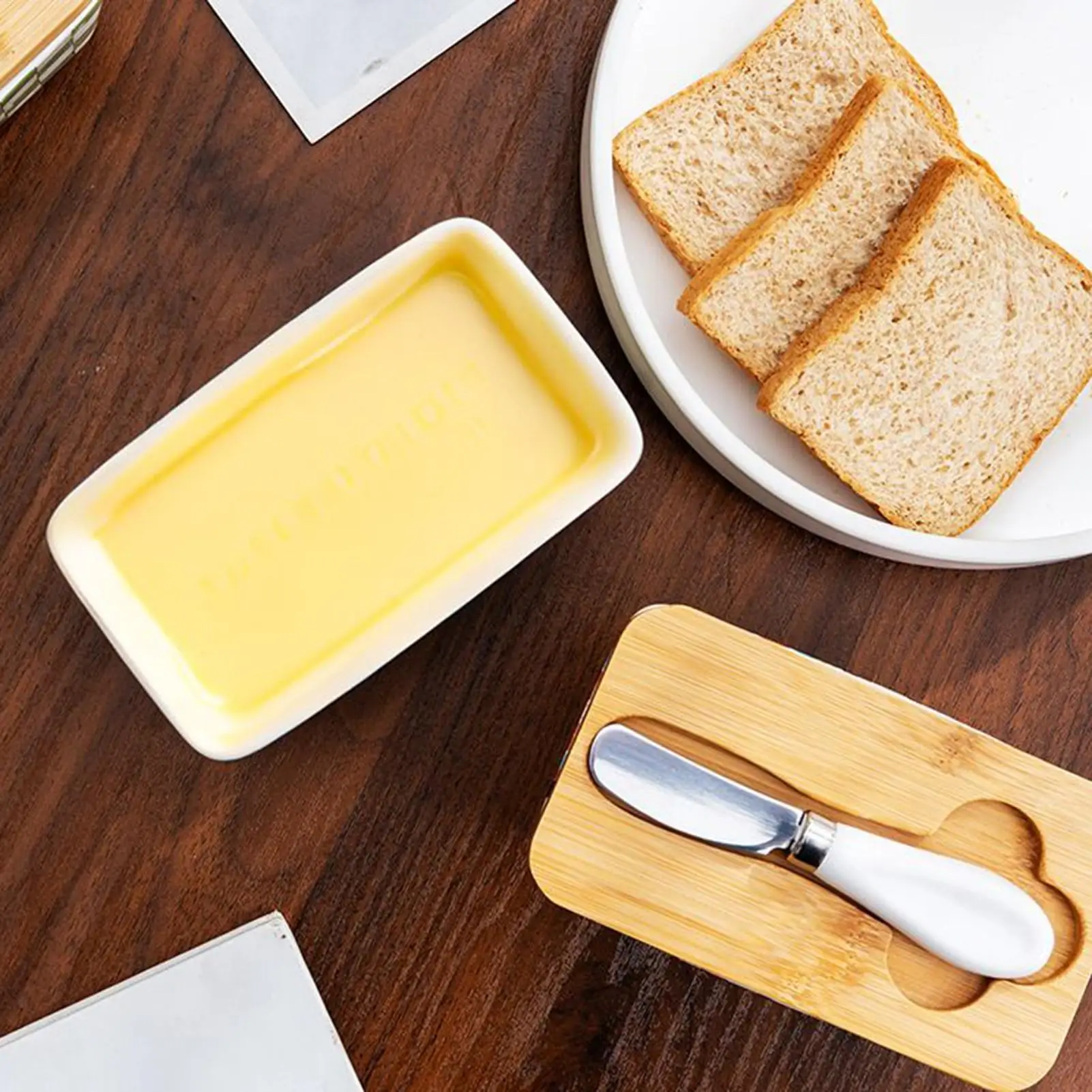 

Butter Dish Ceramic Butter Container With Cutter For Counter Airtight Storage Box Kitchen Utensils For Party Baking Cooking