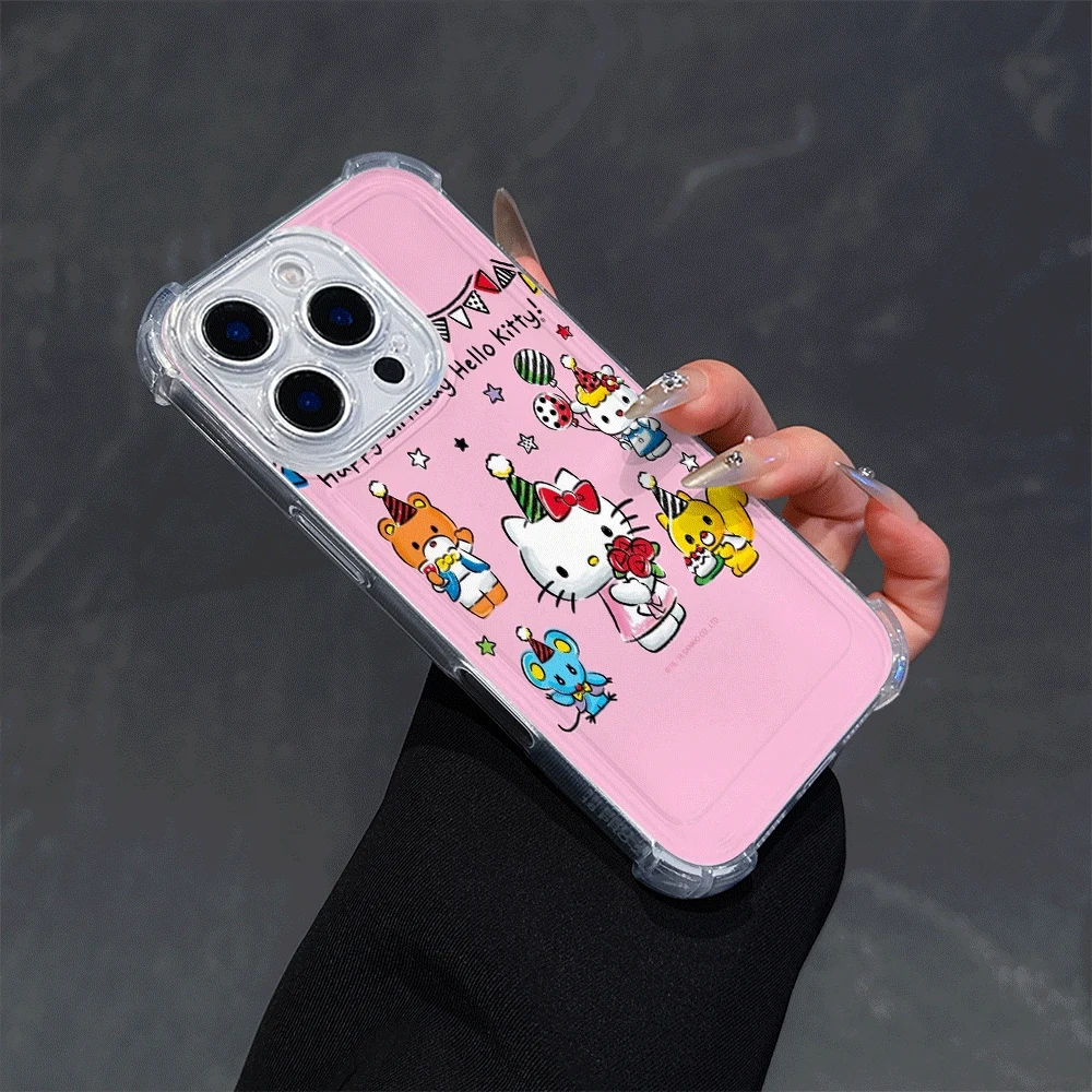 

Чехлы для мобильных телефонов Hello Kitty для IPhone 14 Pro IPhone 16/15/14/13/12/11/x/xs/xs Max, прозрачный чехол для телефона для девочек, подарок Hellokitty
