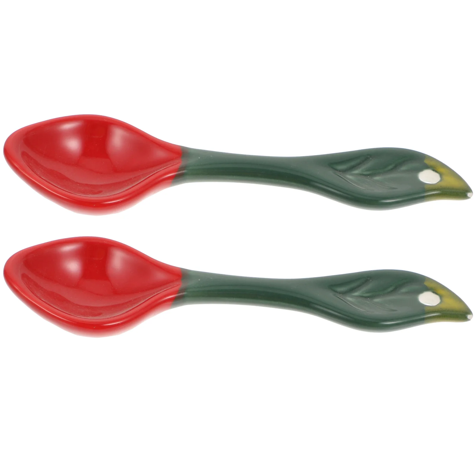 

2Pcs Ceramic Kids Spoons Strawberry Design Children Dessert Spoons Lovely Cartoon Fruit Tableware Kids Use Spoon