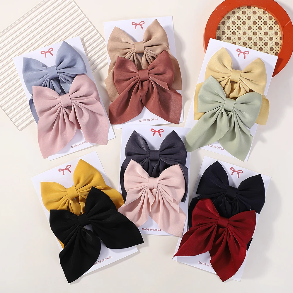 RAINBOW BOWS 2PCS/Lot Grosgrain Ribbon Hair Bows Boutique Hair Clip for Girls Hairgrips New Headwear Kids Hair Accessories Gift — zdjęcie 3