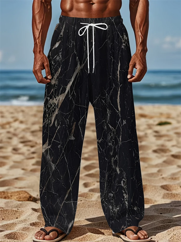 

Summer Loose Men's 3D Printed Sport Pants Multi-functional Fashionable Drawstring Casual Pants Comfortable For Beach Parties