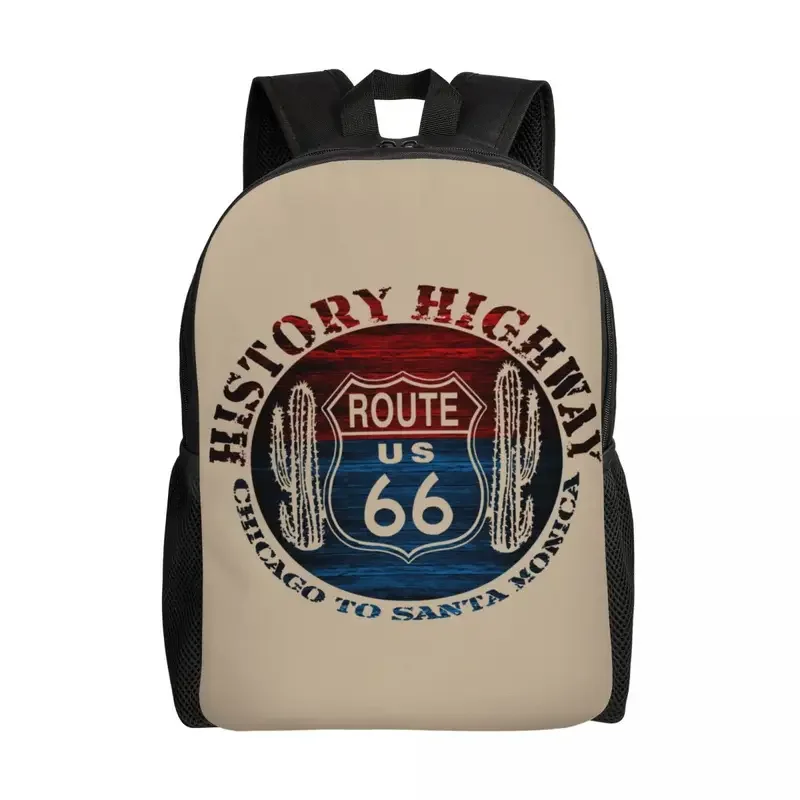 

Custom Route 66 America Road Vintage Trip Backpacks for Men Women School College Students Bookbag Fits 15 Inch Laptop Bags