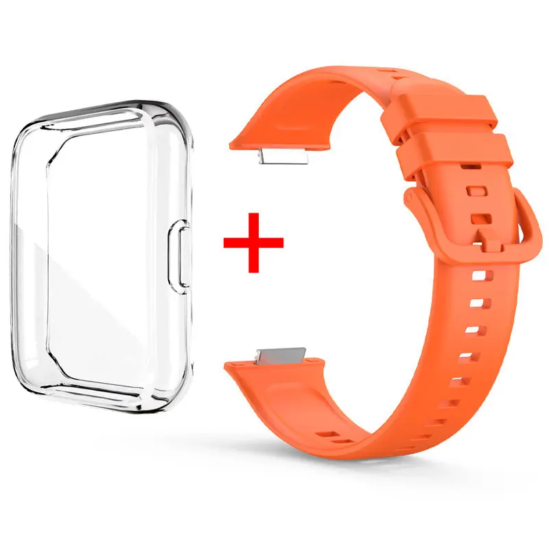 Funda de TPU y correa para huawei watch fit 2, correa de silicona de repuesto para reloj inteligente, pulsera deportiva, accesorios para fit2