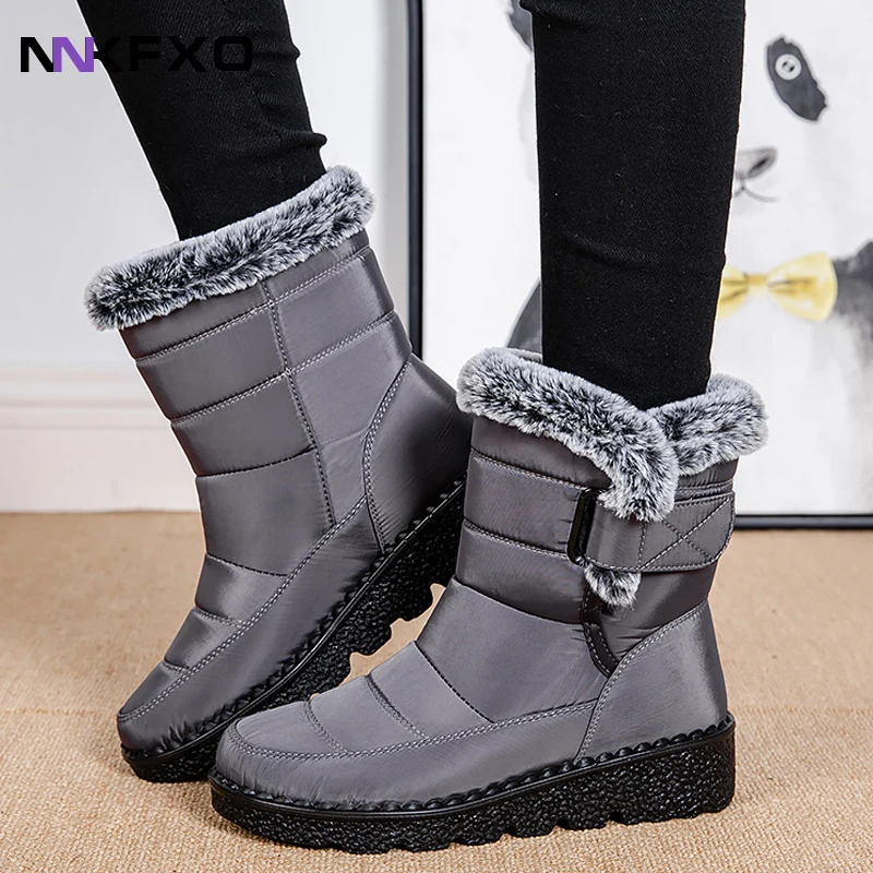 

Waterproof Winter Boots for Women 2023 New Fur Long Platform Snow Boots Warm Cotton Couples Shoes Hot Plush Ankle Boots Botas