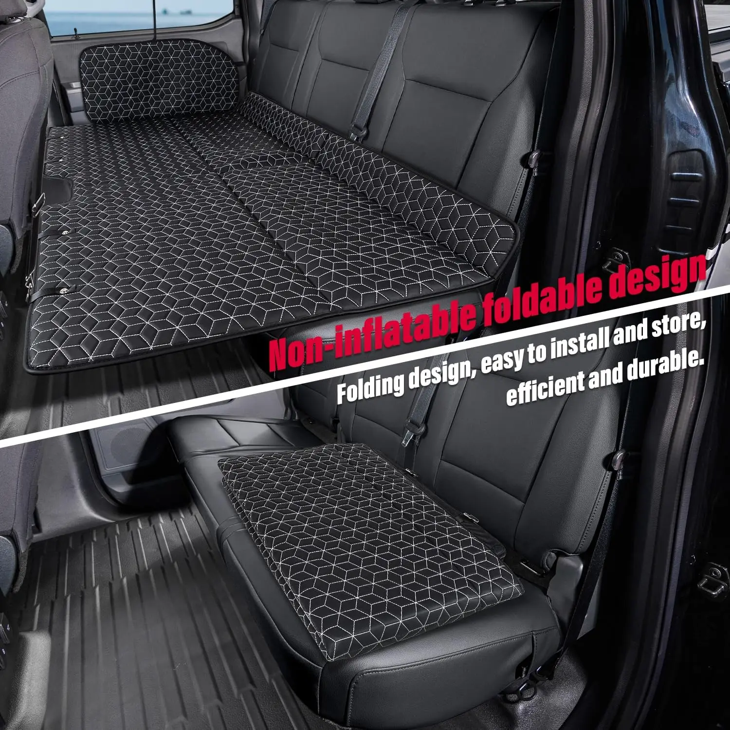 Colchón de aire no inflable para cama de camión grande, extensor de asiento trasero de Camping de viaje en coche para F150/RAM 1500/Toyota/Silverado/G