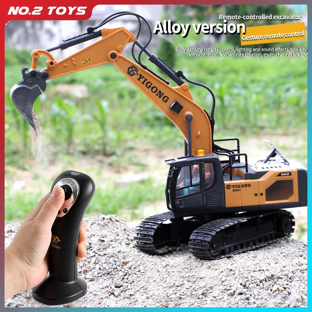 

2.4G 1/20 11CH Remote Control Excavator Metal Alloy RC Crawler Excavator Truck Car Children's Simulation Engineering Vehicle Toy
