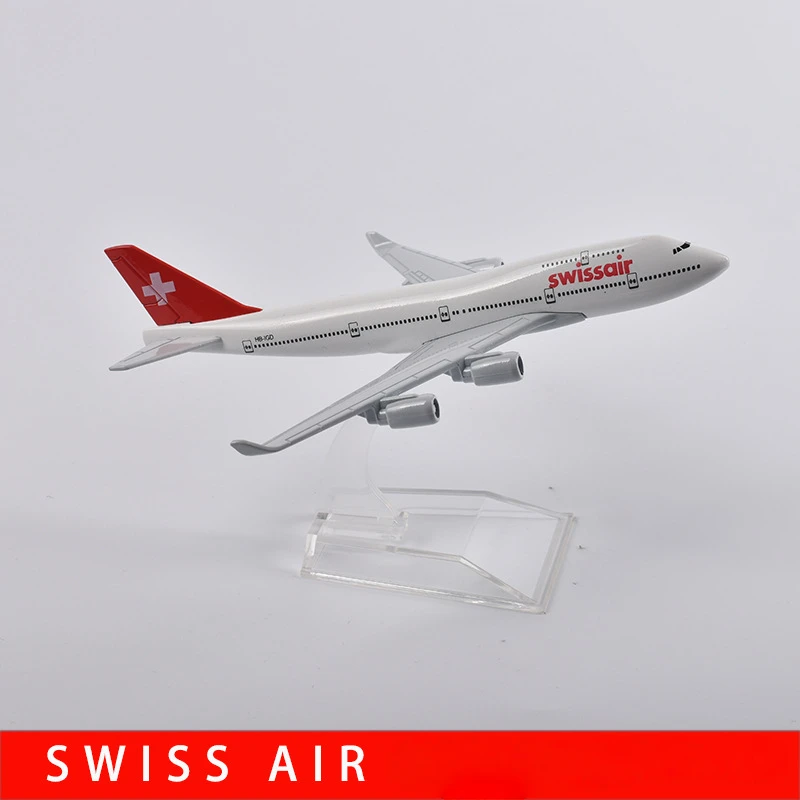 

Model Display SWISS Airlines Airplane Model B747 Swiss 16CM 1:400 Scale 747 Alloy Metal Aircraft With Stand Home Decor Collectib